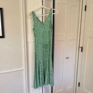 LOFT Green Polka Dot Maxi Dress